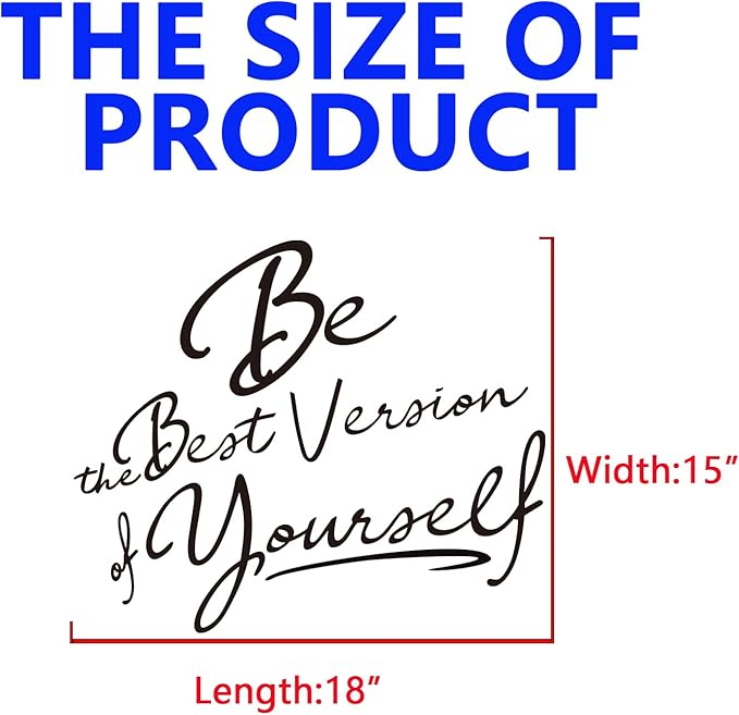 Inspirational Quotes Bedroom Wall Stickers: Women Beautiful Home Positive Vinyl Art Wall Decals - Living Room Bathroom Kitchen Family Wall Decor - Be The Best Version of Yourself 18" X 15"