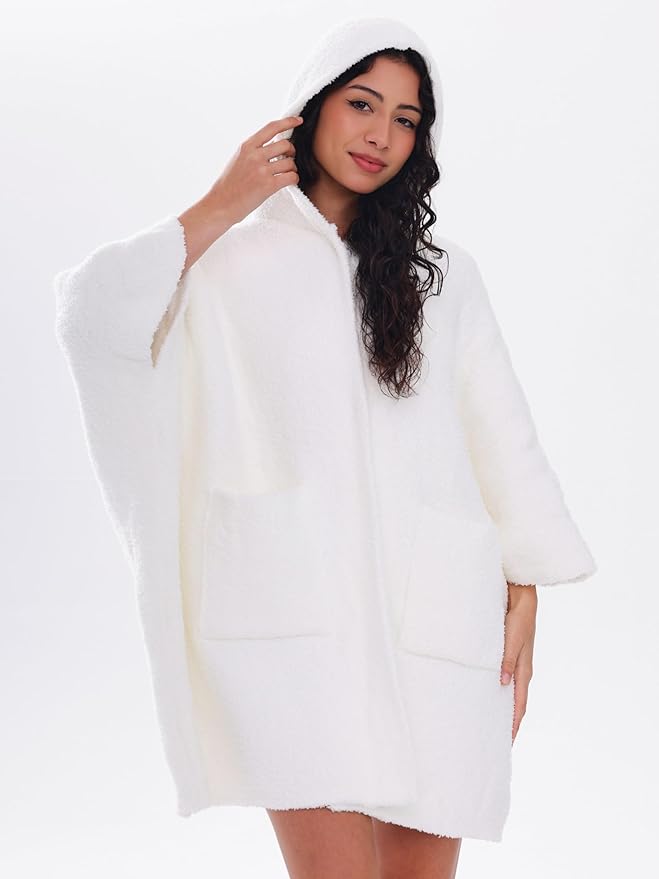 WDCOZY Wearable Blanket Hoodie Poncho Throw Comfy Soft Warm Cape Shawl Cozy Cloak Wrap Hooded with Sleeves For Women Adults