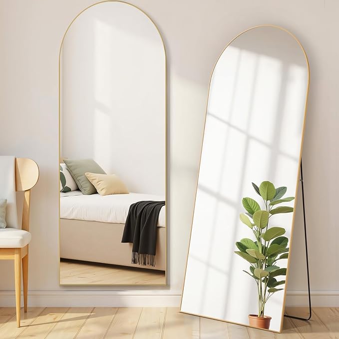 Mirror Full Length, Upgraded Body Wall Mirrors with Shatter-Proof Glass, Floor Standing, Hanging or Leaning, Tall Mirror with Stand Aluminum Alloy Frame for Bedroom Cloakroom