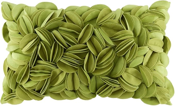 KINGROSE 3D Flower Throw Pillow Cover Floral Decorative Pillowcase Soft Cushion Cover for Bed Couch Sofa Living Room 12 x 20 Inches Velvet Green