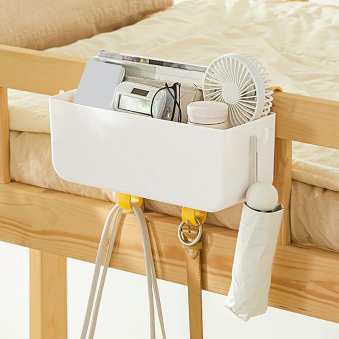 Kisangel 1 set Dormitory Bedside Organizer Hanging Basket Box Storage Container for Bunk Beds Under Bed Storage Solution Multi Pocket Design for College Rooms and Small Spaces