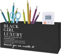Black Girl Luxury Inspirational Pen Pencil Holder, Desk Accessories Gifts for Black Women, African American Positive Affirmations Pencil Pen Holder Organizer for Home Office