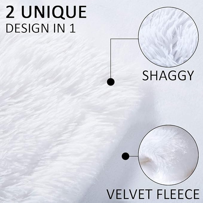 YUSOKI Long Faux Fur Twin Size Blanket,2 Layers,3.4lb for Bed Couch Home Décor Gifts Women (White,60" x 80")