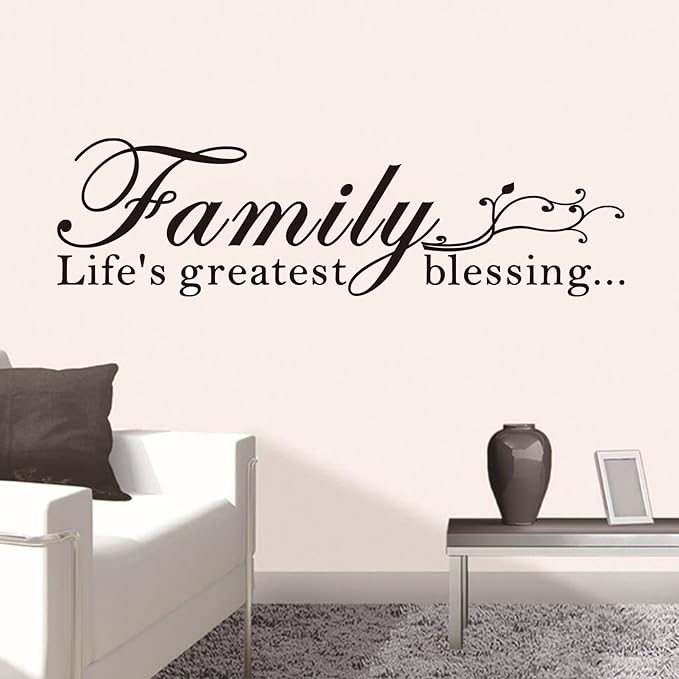 Motivational Home Wall Decals for Bedroom: Inspirational Family Quotes Vinyl Art Wall Stickers for Living Room Kitchen Apartment Bathroom - Family Life's Greatest Blessing 45" X 12.6"