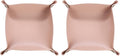 HARFINGTON 2pcs PU Leather Valet Tray Unisex Folding Small Catchall Tray Portable Entryway Table Tray Nightstand Bedside Desk Tray for Key Wallet Watch Coin Jewelry Dice, Pink