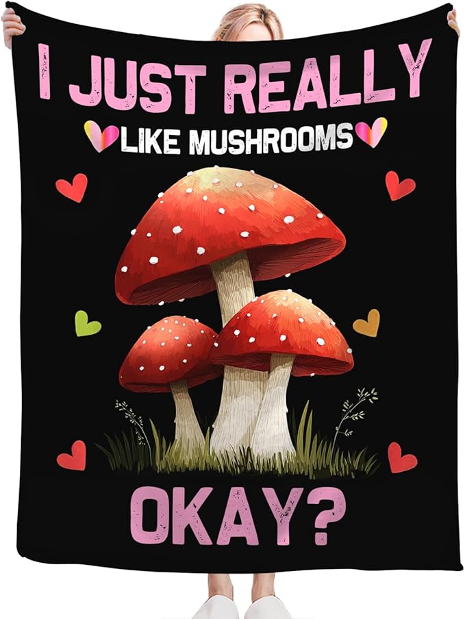 Red Mushroom Blanket for Girls Women Boys Men Adults Kids Soft Cozy Fleece Mushrooms Lovers Throw Blankets Gifts Warm Flannel Plush Lightweight Decor for Couch Bed Sofa 80"X60"