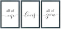 SRSZHIYUE All of Me Loves All of You Sign Wall Decor 16"×11" Set of 3 Framed Wooden Plaque for Master Bedroom Above Over Bed Love Quotes Wall Hanging Art (Black)