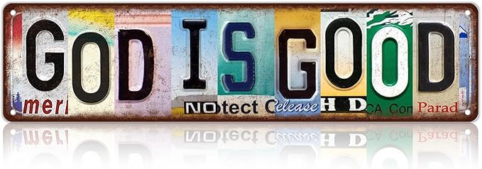 Vintage God Is Good Street Sign Wall Decor Metal Tin Signs for Bar Home Bedroom Garage