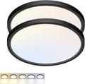 2 Pack LED Flush Mount Ceiling Light,9Inch 18W,3000K/3500K/4000K/5000K/6500K 5 Color Temperatures Ceiling Light Fixture for Kitchen Porch Hallway Bedroom Bathroom and Closet,Black
