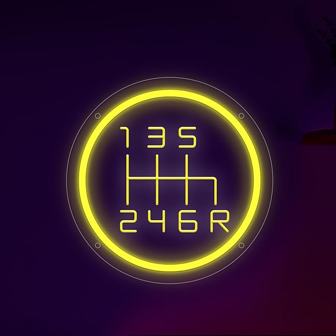 Gear Shift Neon Sign, Car Gearbox Led Signs for Wall Decor, Dimmable Neon Light Sign for Bedroom, Game Room, Kids Room, Bar Decoration, USB Powered Light Up Neon Signs Gift for Boys