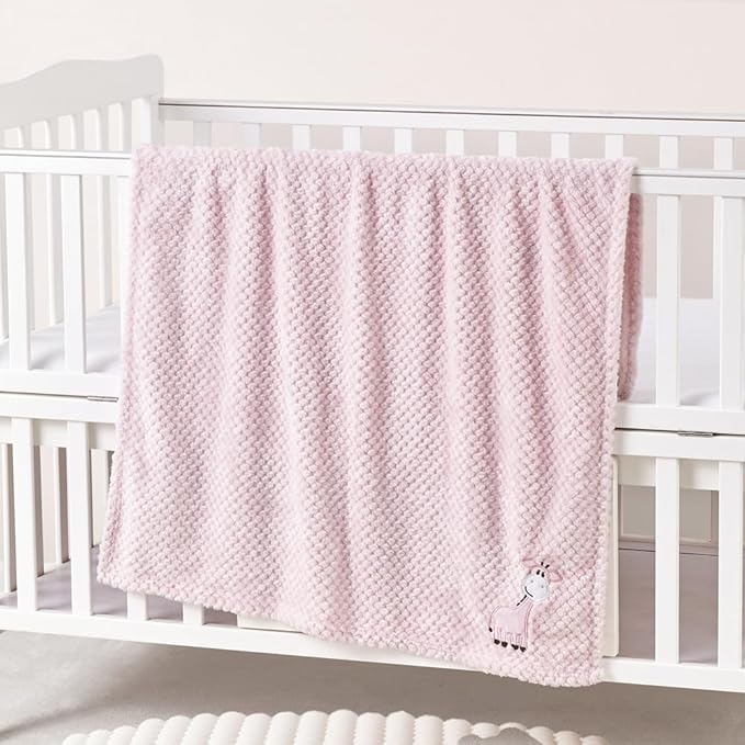 CREVENT 2Pcs 30''X40'' Cute Cozy Fluffy Warm Baby Blankets for Infants Toddlers' Bedding Crib Cot Stroller - Grey Cloud + Giraffe