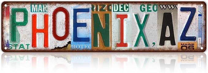 Vintage City Street Sign Phoenix,AZ Wall Decor Metal Tin Signs for Bar Home Bedroom Garage