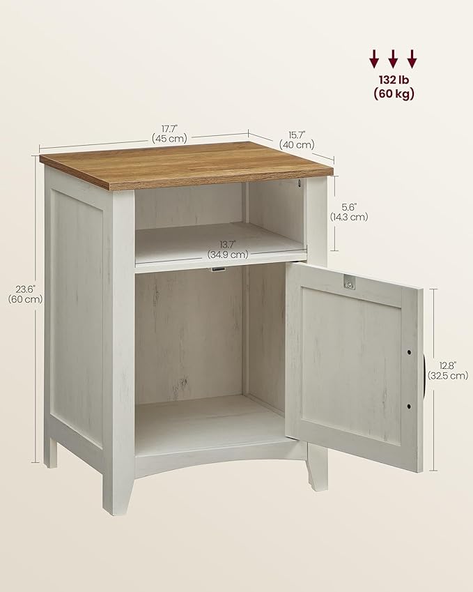 VASAGLE LIRY Collection - Farmhouse Nightstand with Barn Door, Set of 2, Bedside Table with Storage, Side End Table, Night Stand, Open Compartment, for Bedroom, Rustic White and Honey Brown ULET809K41 | with Barn Door, with Storage, Open Compartment, f...