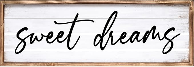 Sweet Dreams Wall Decor Above Bed 42''×15'' Large Bedroom Wall Sign Farmhouse Bedroom Sign Wood Framed Guest Room Decor Master Bedroom Wall Decoration