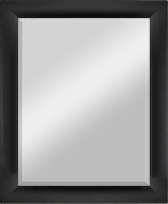 MCS Simplicity 22x28 Large Wall Mirror, Black & Beveled Detail Mirror, Vertical & Horizontal Wall Hanging Mirror for Bathroom, Bedroom & Livingroom
