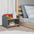 Ocodile Kids Nightstand for Floor Beds, Solid Wood Small Bedside Table with Book Pocket, Low Tiny Nightstand for Nursery, Toddler & Kids Room, Montessori Style Side Table - Gray