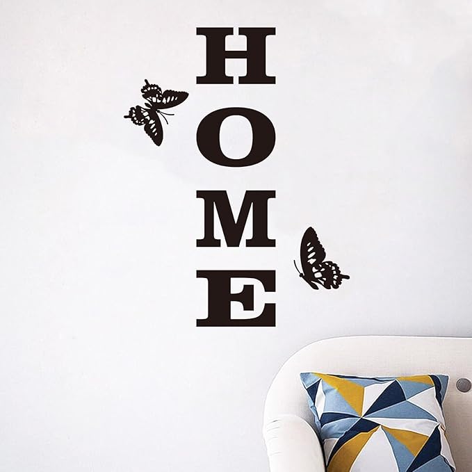 Motivational Family Quotes Wall Decals: Inspirational Home Butterfly Vinyl Art Wall Stickers for Bedroom Living Room Kitchen Apartment Bathroom - Home 21.6" X 28.6"