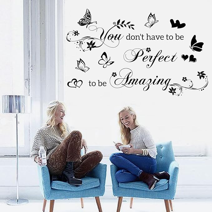Wall Stickers for Bedroom Inspirational Quotes Wall Decals You Don't Have to Be Perfect to Be Amazing Decorations Wall Sticker for Living Room Wall Decal Hallway Wall Sticker Home Decor