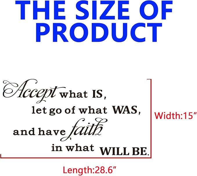 Living Room Quotes Wall Stickers: Family Bedroom Inspirational Home Vinyl Art Wall Stickers - Kitchen Door Wall Decor - Accept What is Let Go of What was 28.6" X 15"