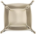 uxcell 2 Pcs Valet Tray for Women and Men, PU Leather Jewelry Tray Entryway Table Bedside Nightstand Catchall Storage Organizer for Jewelry Key Coin Watch Wallet(Square, Beige)