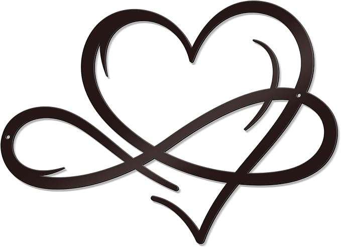 Bnesi Infinity Heart Metal Wall Art Love Signs for Home Decor Black Wall Decor Above Bed Wall Decor Minimalist Wall Art for Living Room Bedroom Bathroom Kitchen (Style T)