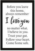 RLWangChao Before You Leave This Home Wall Decor Art 16"X11" I Love You Sign Inspirational Quotes Family Entryway Wood Framed Wall Hanging (Black)