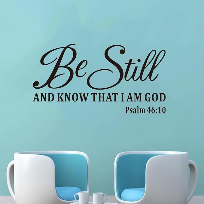 Christian Wall Decals for Living Room: Bible Verse Quotes Inspirational Positive Vinyl Art Wall Stickers for Bedroom Wall Decor - Be Still and Know That I am God 28.6" X 15"