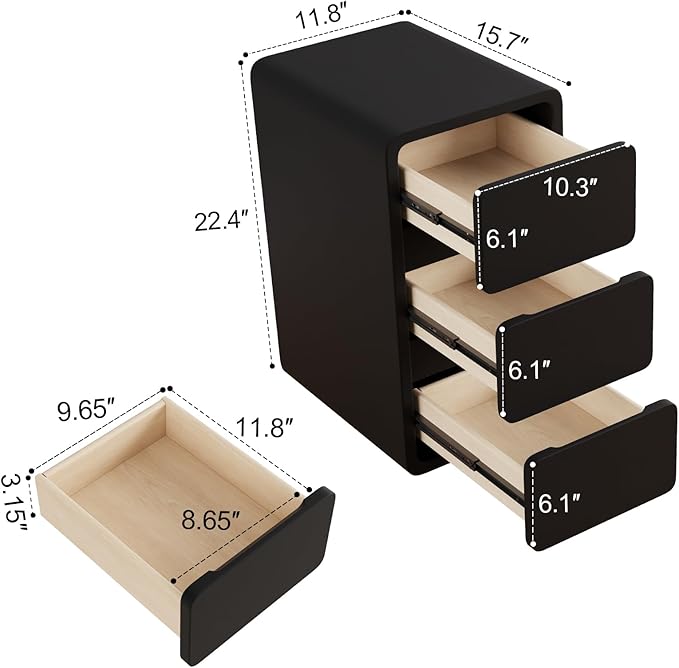 AQIMUELE Narrow Bedside Table,Narrow Night Stand with Drawers,Small Night Stand with Leather Surface for Bedroom