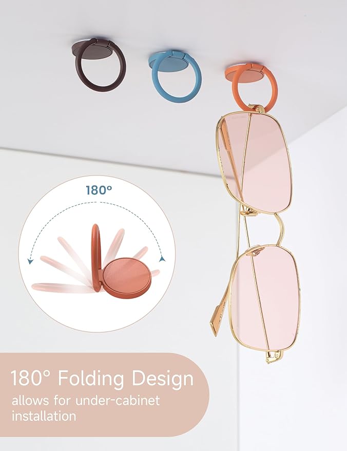 6 Pack Sunglasses Organizer - Wall Mounted Sunglasses Holder, Hanging Eyeglass Display, Storage (6 Colors)