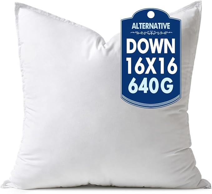 MIULEE 16x16 Synthetic Down Alternative Pillow Insert Decorative Throw Pillow 16 x 16 Inch Body Bed Sleeping Ultra Soft Fluffy Form for Sofa Couch Bed