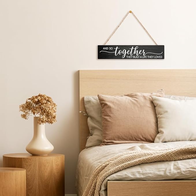 AGMDESIGN And So Together They Built A Life They Loved Wood Sign, Rustic Wedding Decor, Home Love Signs Decorations Gifts for Men Women Married Couple Friend Family