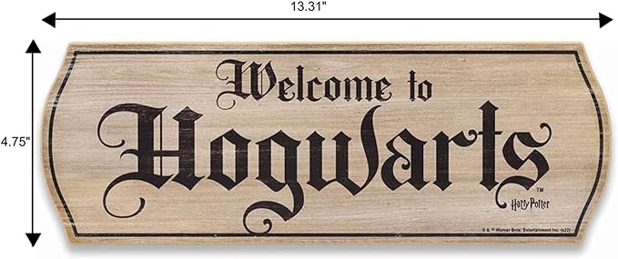Harry Potter Welcome to Hogwarts Banner Wood Wall Decor - Vintage Hogwarts Sign for Movie Room or Bedroom