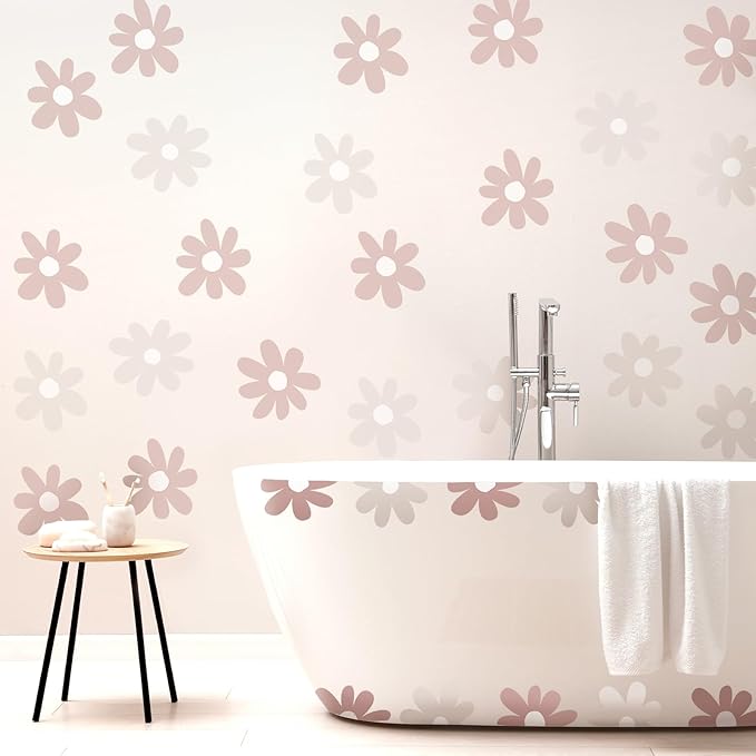 BBTO Daisy Wall Decal Flower Vinyl Wall Decals Daisy Stickers Floral Decals Peel and Stick for Nursery Art Bedroom Living Room(Simple Style,Pastel Color)