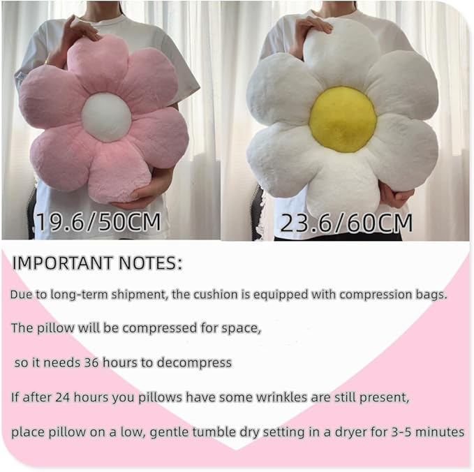 Green Flower Pillow，19.6In Floor Pillow Cushion Flower Shaped Throw Pillow Cute Seating Cushion Home Decorative Pillows for Sofa Couch Bed