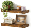 Vivelove Floating Shelves for Wall 16 inchs Long, Display Shelves with Invisible Brackets for Living Room, Bedroom, Kitchen, Bathroom Shelves Over Toilet Farmhouse Home Decor - Set of 2, Rustic Brown