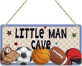 Boys Sports Little Man Cave Sign Boys Room Decor Soccer Basketball Baseball Football Wall Decor Wooden Hanging Plaque Wood Sign Home Bathroom Living Room Farmhouse Playroom Bedroom Nursery Decor