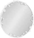 Kate and Laurel Rosella Modern Ornate Round Wall Mirror, 26 Inch Diameter, White, Circle Mirror with Floral Detailing for Use as Bathroom Mirror for Over Sink or Cute Kids Room Decor