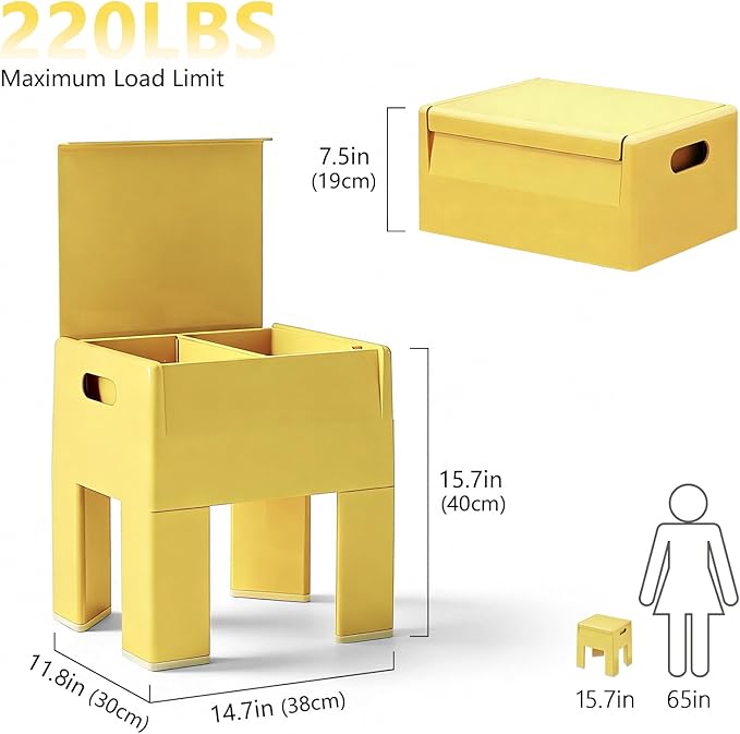 Nightstand Bedside with Storage Space, Multifunctional Colorful Plastic End Table Small Side Table for Bedroom, Dorm and Small Spaces, Easy Assembly(14.7" D x 11.8" W x 15.8" H, Yellow)