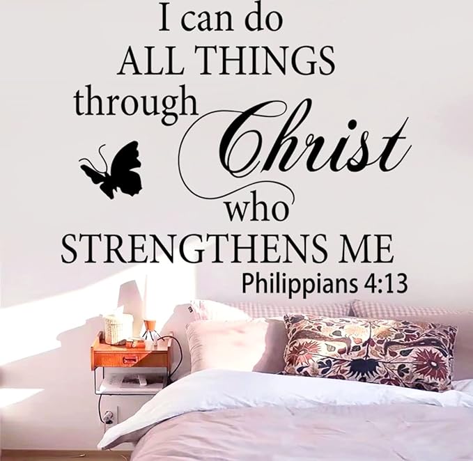 Motivational Quotes Vinyl Wall Decal Stickers I Can Do All Things Through Christ Who Strengthens Me Vinyl Christian Quotes Bible Scripture Inspirational Words Wall Stickers Religious Home Décor