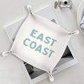 Coastal East Coast Jewelry Valet Tray for Women, Beach Lovers Gifts PU Leather Catchall Beside Caddy Nightstand Organizer Tray for Jewelry Rings Watches and Accessories, 7.87x7.87in