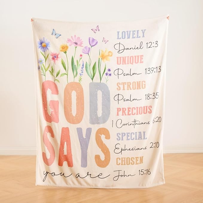 Christian Gifts for Women – “God Says You are” Scripture Throw Blanket with Bible Verses, Inspirational Religious Fleece Blanket for Mom Wife Sister Friends, Soft & Cozy, 50x60