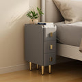 AQIMUELE Narrow Nightstand with Drawers, Narrow Side Table Leather, Small Bedside Tables for Bedroom. (Dark Gray)