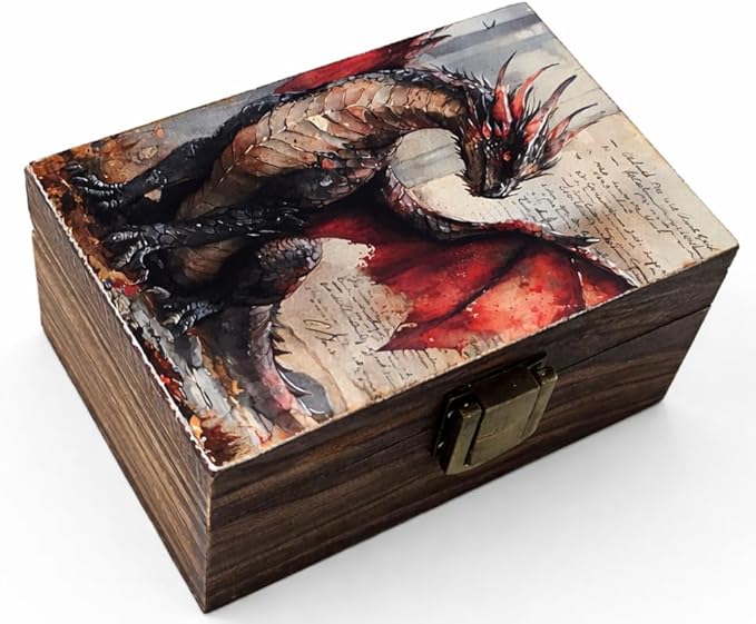 RK Collections Dragon Trinket Box I Animal Jewelry Keepsake Box I Dragon Lovers Gift Idea For Animals (4x2.75)
