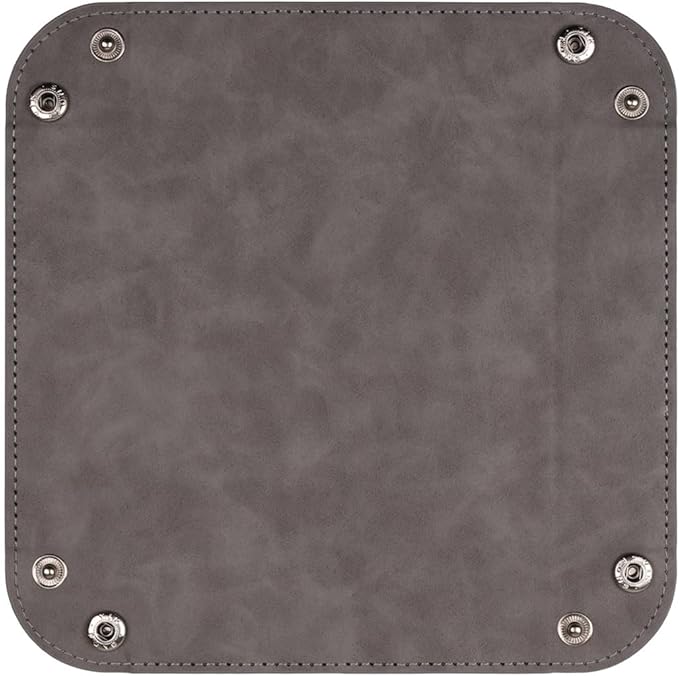 siduater Valet Tray Desktop Storage Organizer – Vegan Leather Catchall Bedside Vanity Tray Nightstand Caddy Holder for Remote Controller, Watch, Keys, Phone, Wallet, Coin, Jewelry, Stone Gray Brown