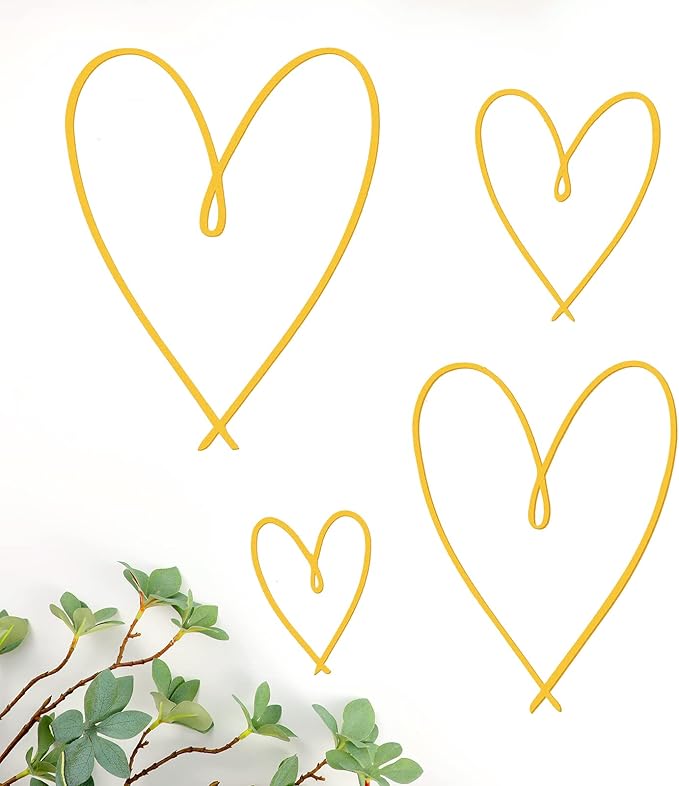 Pangda 4 Pieces Metal Heart Wall Art Decor Love Heart Wall Sign Ornaments for Bedroom Living Room Decoration(Gold)
