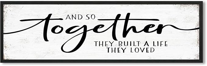 And So Together They Built A Life They Loved Sign: Wall Decor Farmhouse For Home Decor Bedroom Framed Above Bed Rustic Country Master Wall Art Decor 11.81"x 39.37"