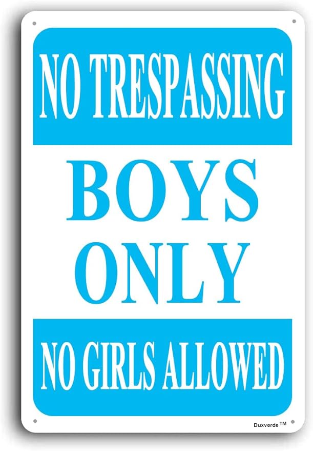 Aluminum No Trespassing Sign - Boys Only, 8"x12"