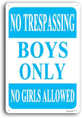 Aluminum No Trespassing Sign - Boys Only, 8"x12"