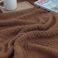 KyraHome 100% Cotton Throw Blankets, 90"x104" King Size, Organic Cotton Pre-Washed, Lightweight Gauze Fall Throw Blankets, Layering Muslin Blankets Bed Coverlet, All Season, (Brown)