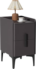 VICITON Narrow Nightstand with 2 Drawers, Narrow Side Table Leather Surface, Slim Bedside Table for Bedrooms, Study, Living Rooms, Small Space (Dark Gray, 15.7" D x 11.8" W x 22.4" H)